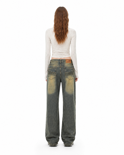Washed Straight Leg Jeans