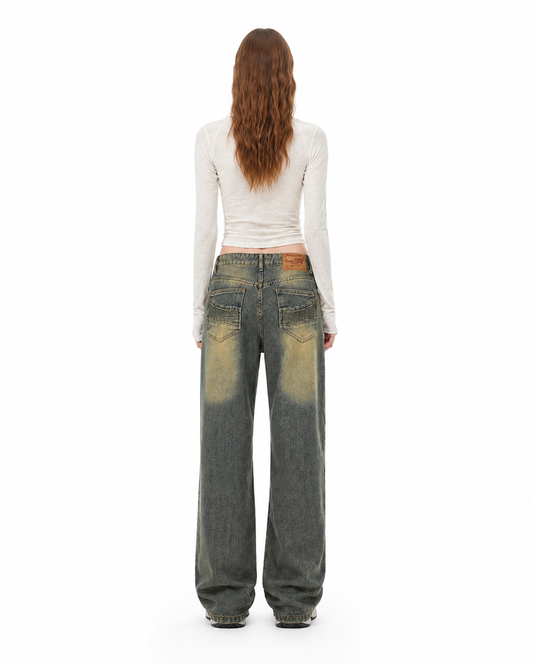 Washed Straight Leg Jeans