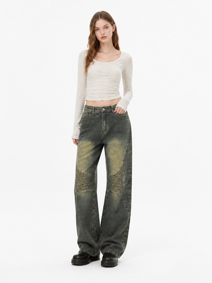 Washed Straight Leg Jeans