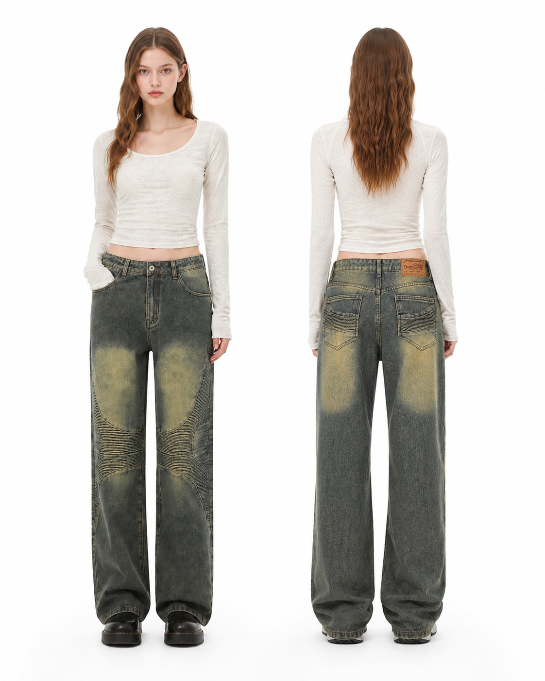 Washed Straight Leg Jeans