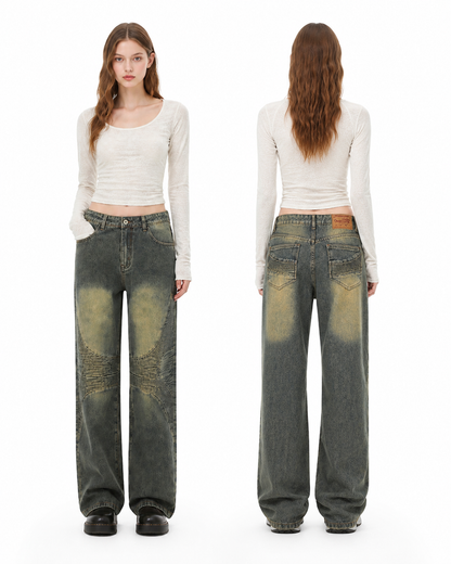 Washed Straight Leg Jeans