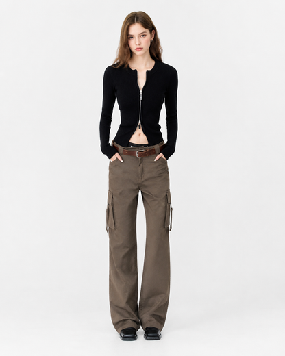 Ribbed Zip Knit Top