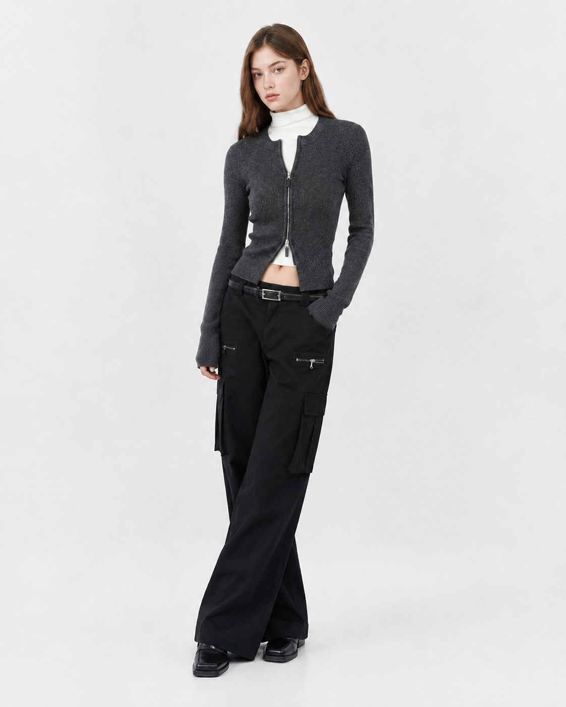 Ribbed Zip Knit Top