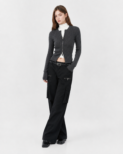 Ribbed Zip Knit Top