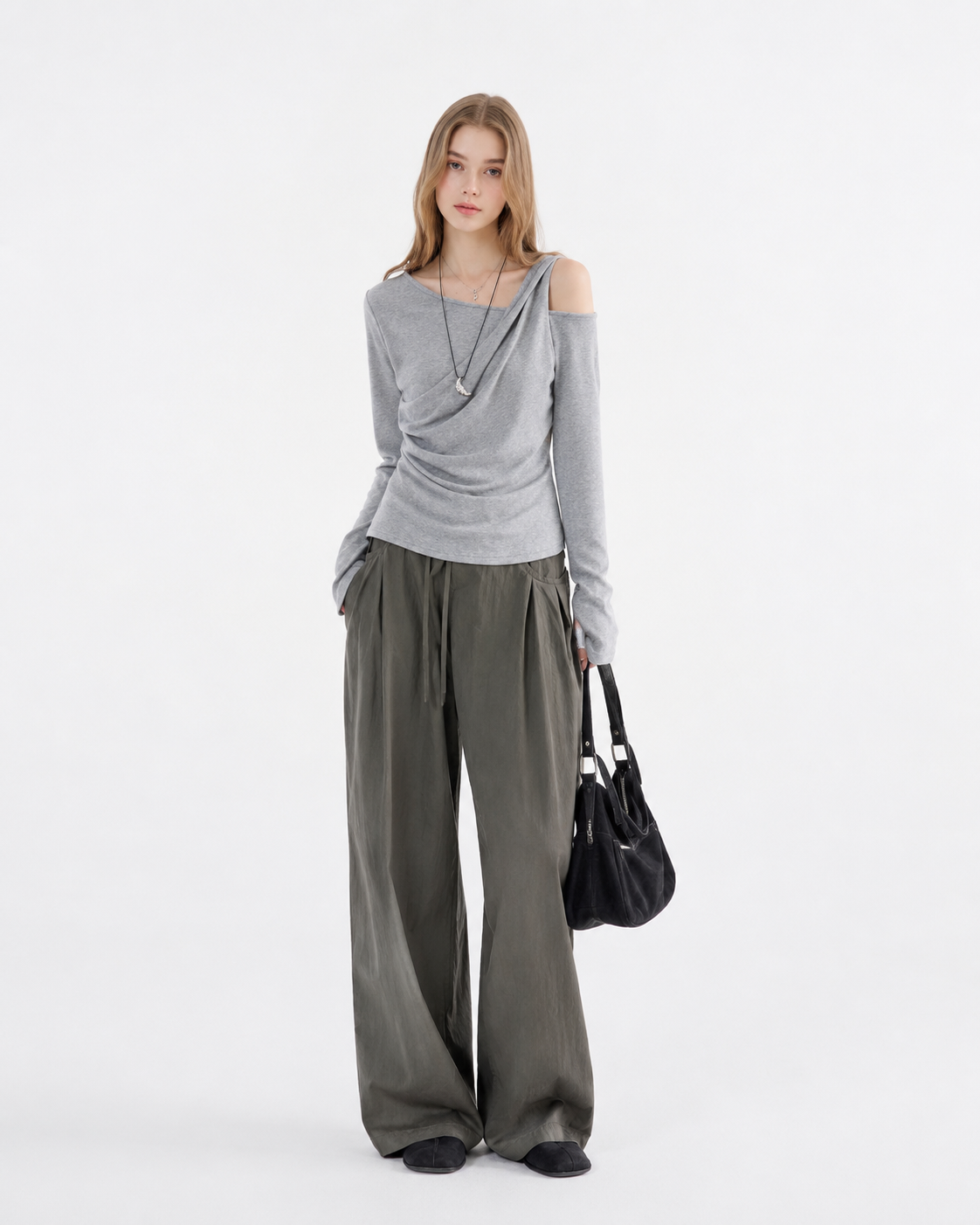 Pleated Waist-Cinch Top