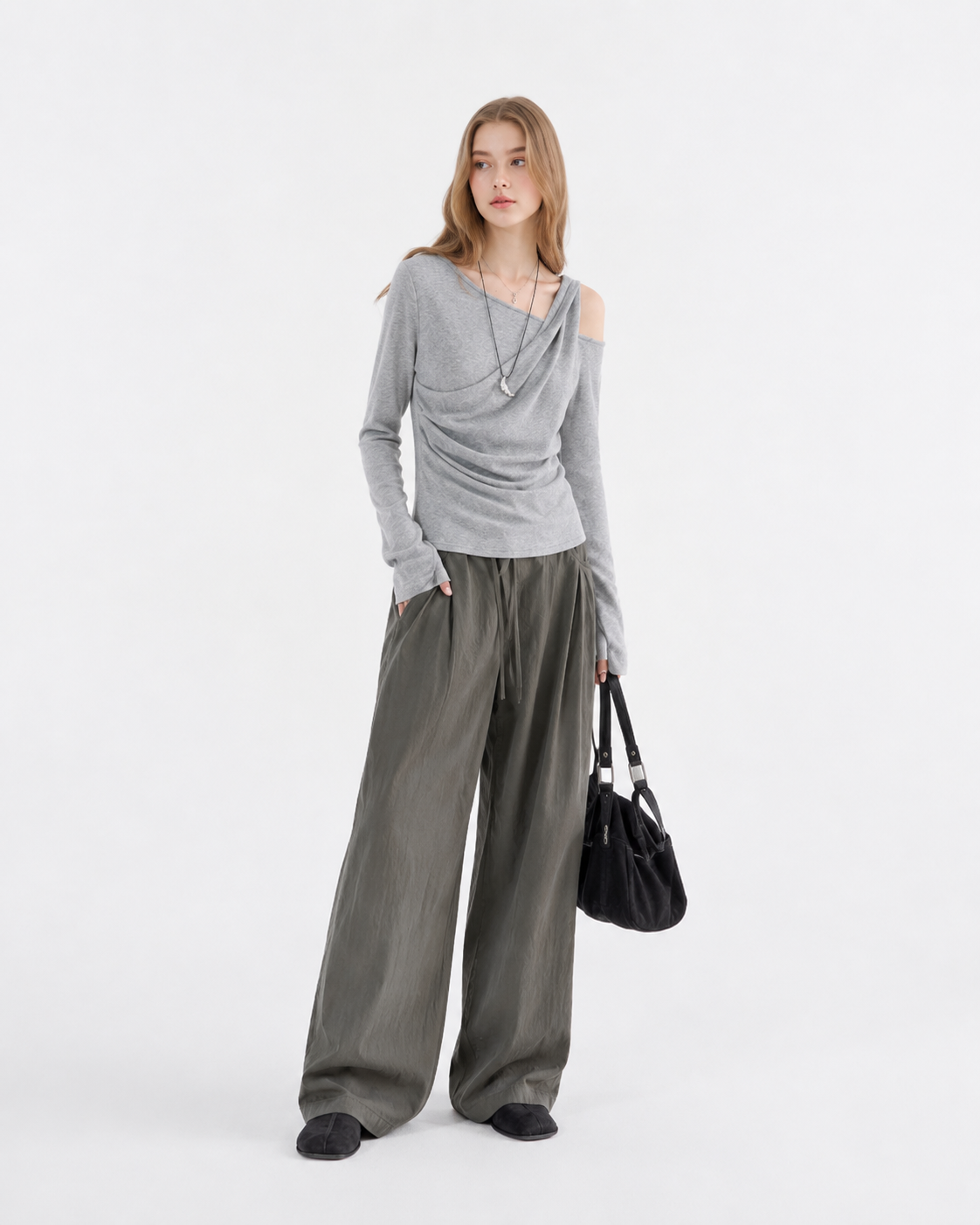 Pleated Waist-Cinch Top