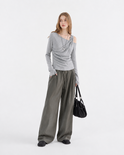 Pleated Waist-Cinch Top