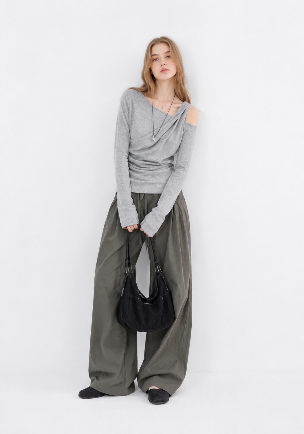 Pleated Waist-Cinch Top