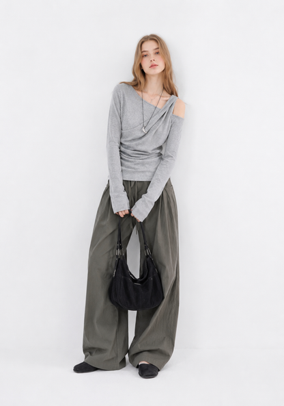 Pleated Waist-Cinch Top