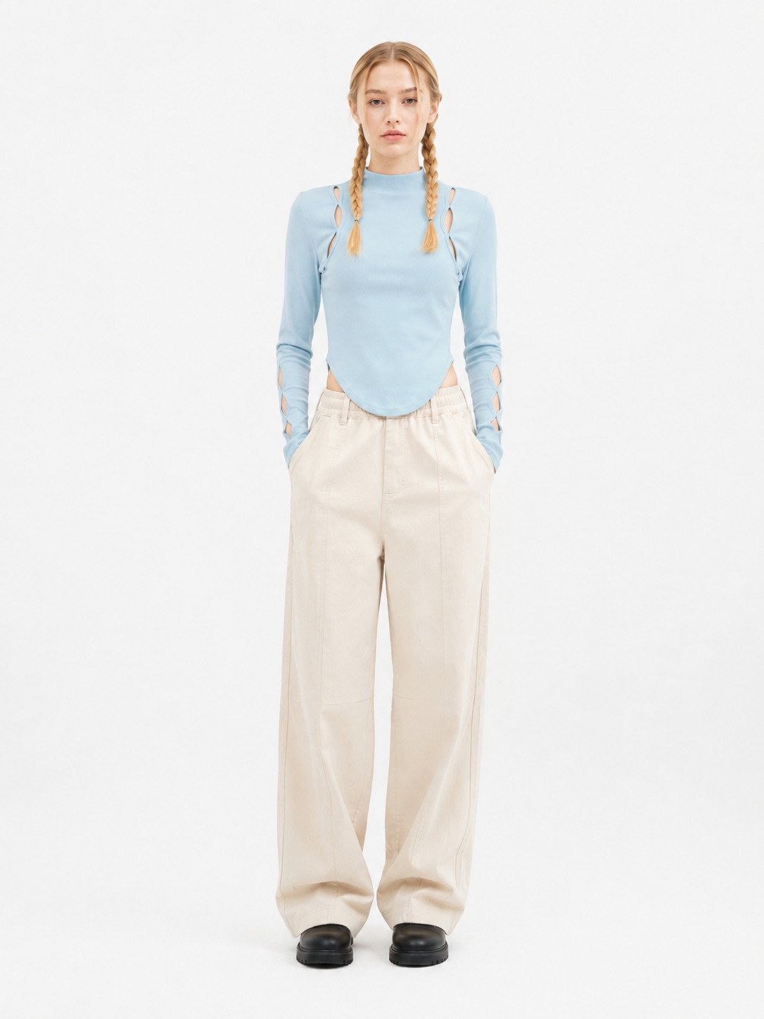 Hollow Turtleneck Top