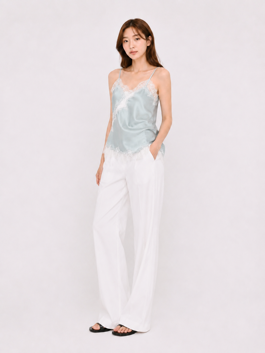 Lace Satin Cami Top