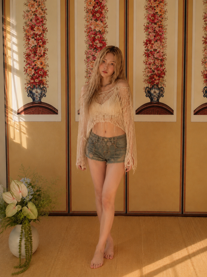 Hollow Knit Crop Top