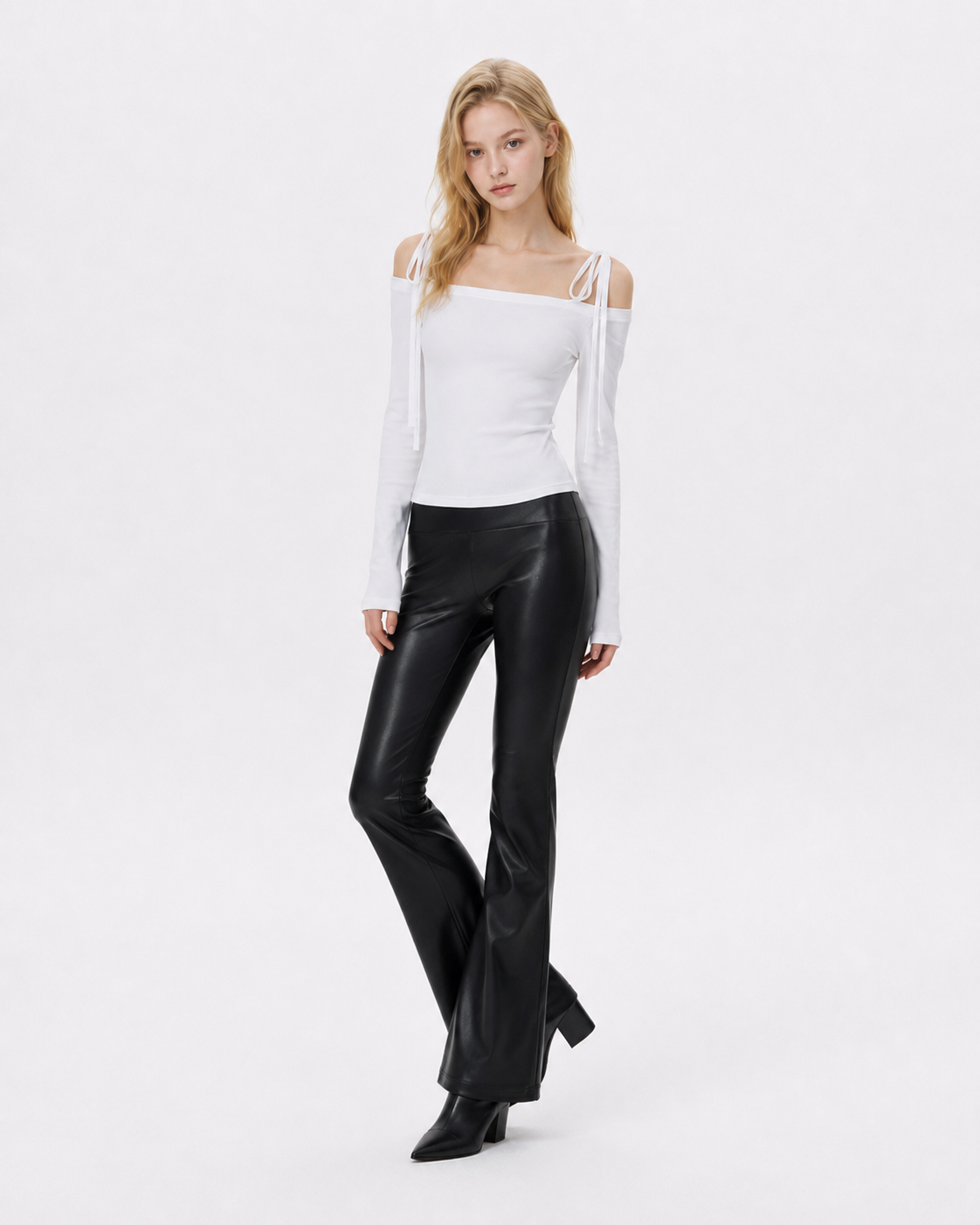 Bow-Tied Off-Shoulder Crop Top