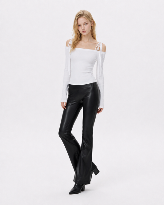 Bow-Tied Off-Shoulder Crop Top