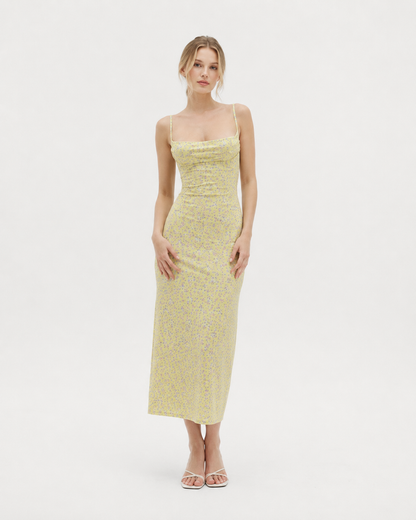 Bloom Crush Backless Floral Bodycon Maxi Dress