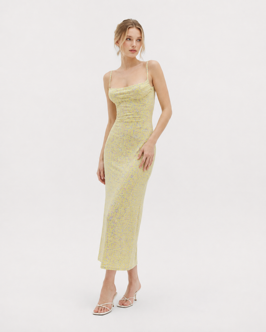 Bloom Crush Backless Floral Bodycon Maxi Dress