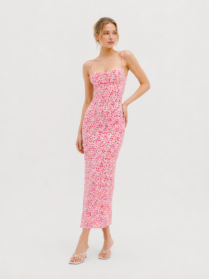 Bloom Crush Backless Floral Bodycon Maxi Dress