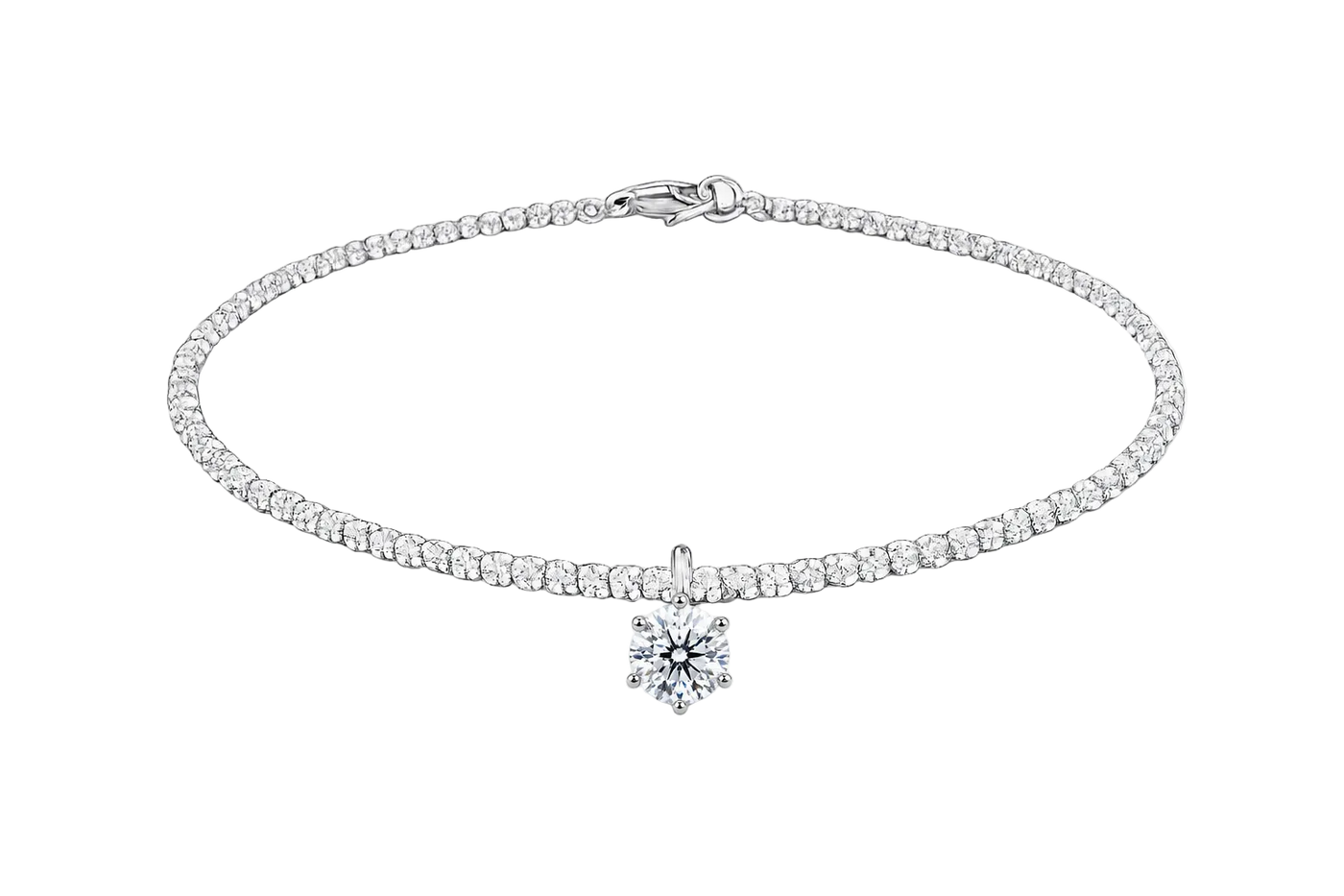Moissanite Solitaire Chain Anklet