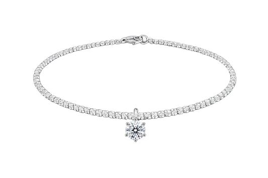 Moissanite Solitaire Chain Anklet