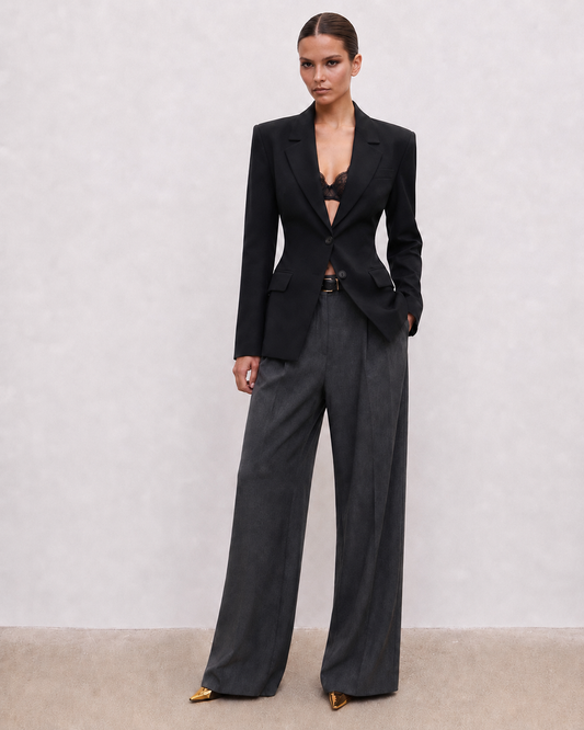 Structured-Waist Tailored Blazer