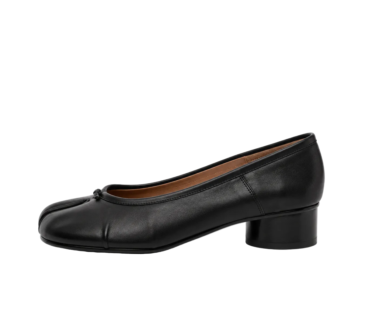 Black Split-Toe Low-Heel Pumps
