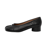 Black Split-Toe Low-Heel Pumps