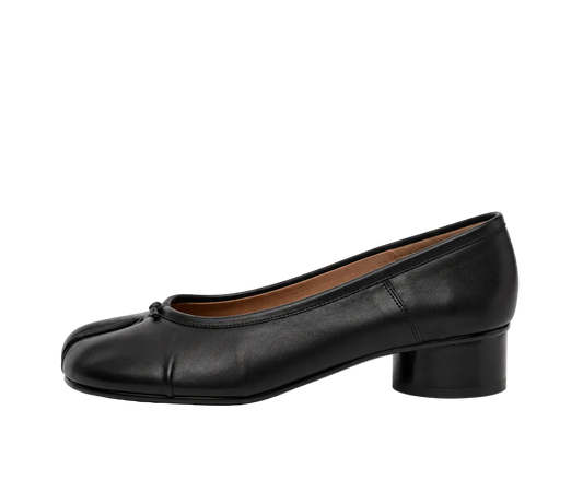 Black Split-Toe Low-Heel Pumps