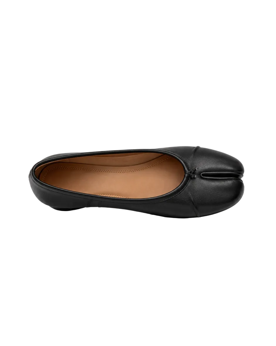 Black Split-Toe Low-Heel Pumps