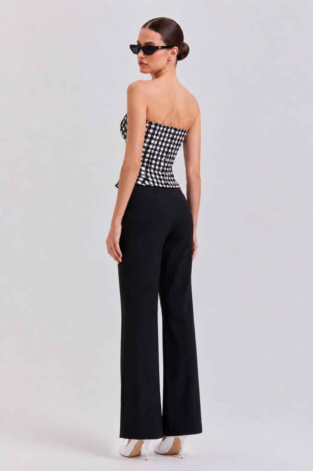 Black & White Sequin Bouclé Corset Top