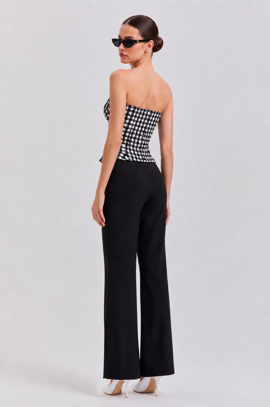 Black & White Sequin Bouclé Corset Top