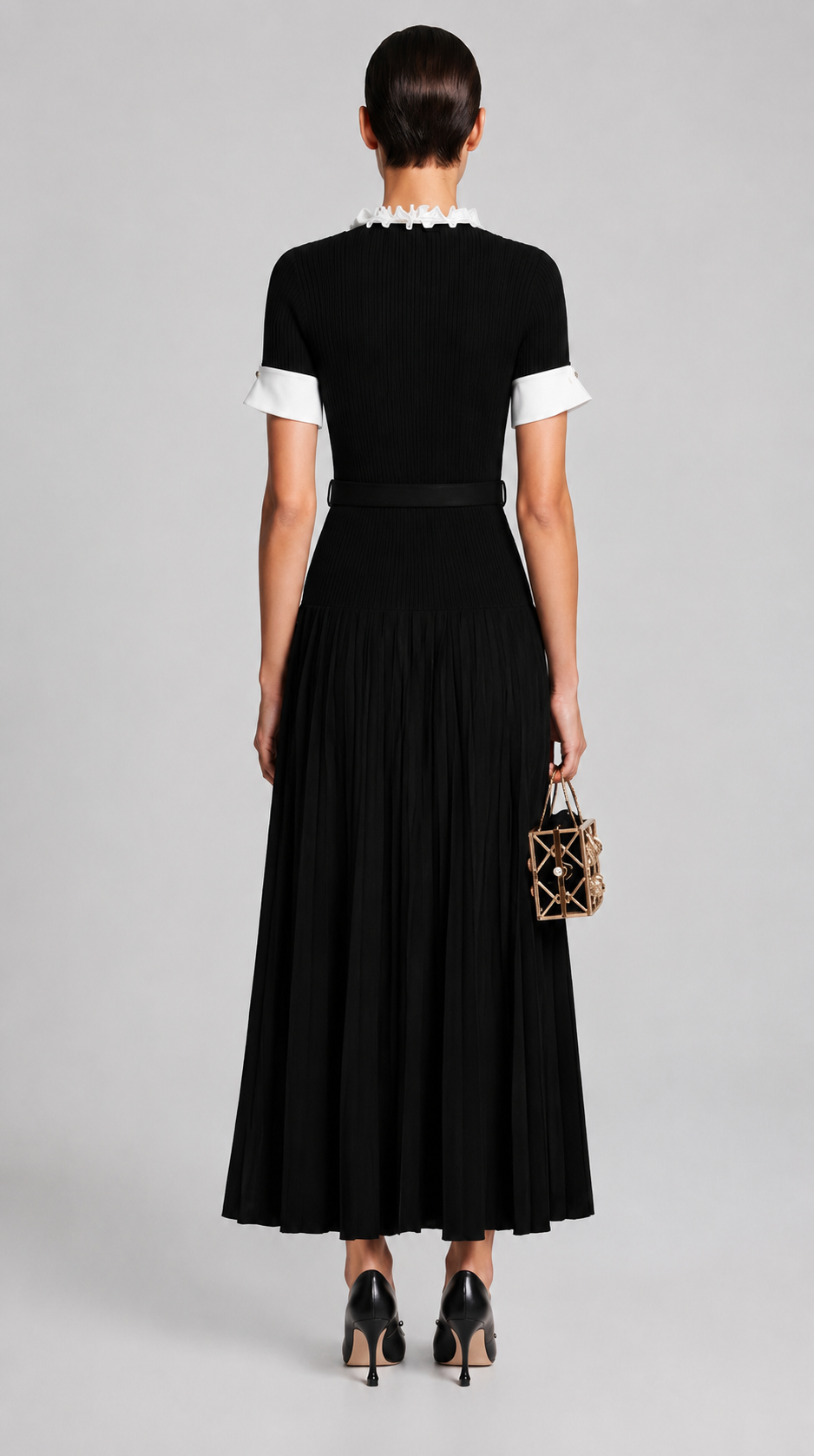 Black Rib Knit Midi Dress view 2
