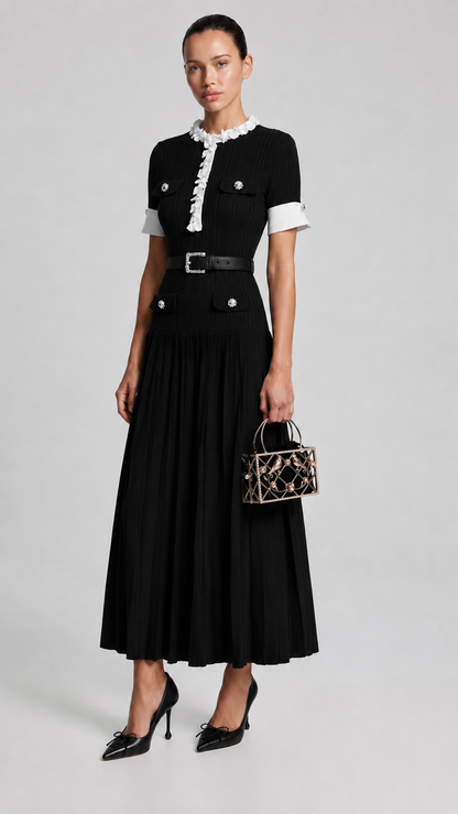 Black Rib Knit Midi Dress view 3