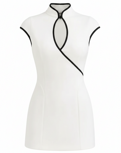 Teardrop Keyhole Contrast Mini Dress