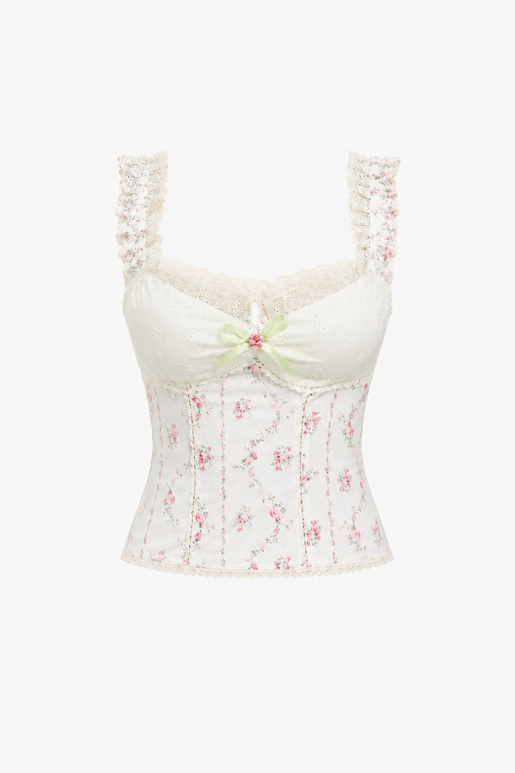 Ribbon Rosette Lace Cami Top