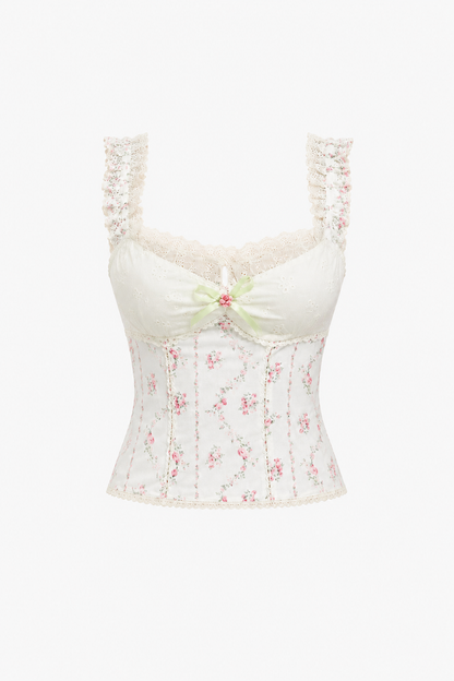 Ribbon Rosette Lace Cami Top
