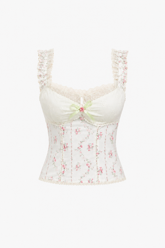 Ribbon Rosette Lace Cami Top