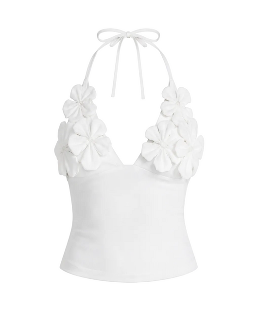 Floral Applique Halter Top