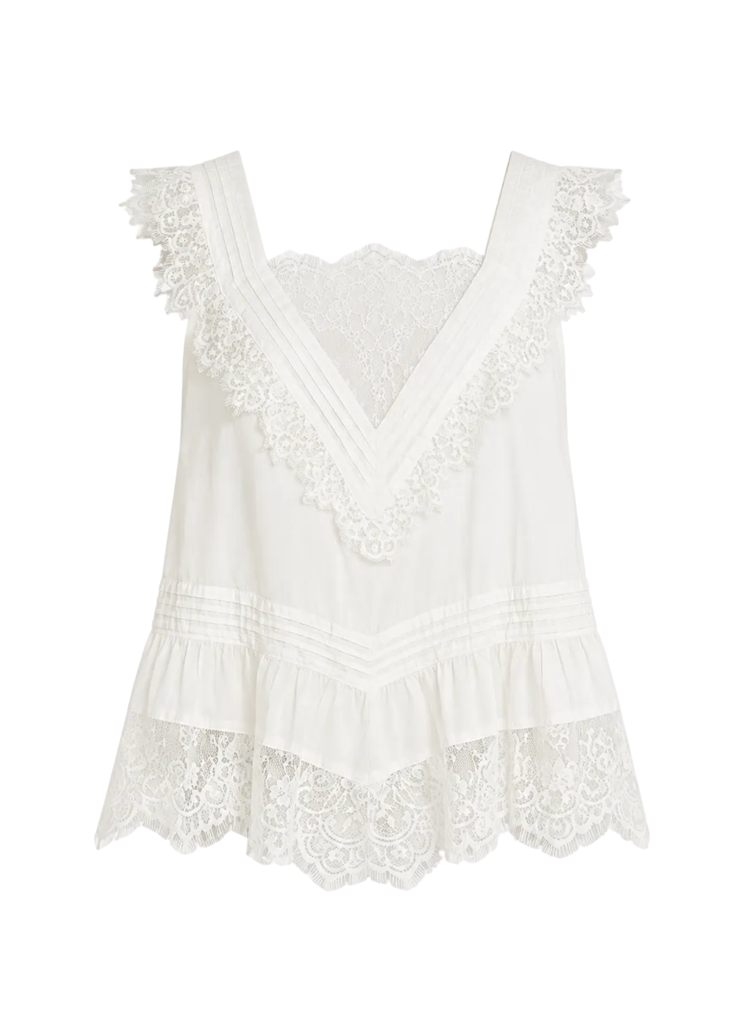 Lace Ruffle V-Neck Top