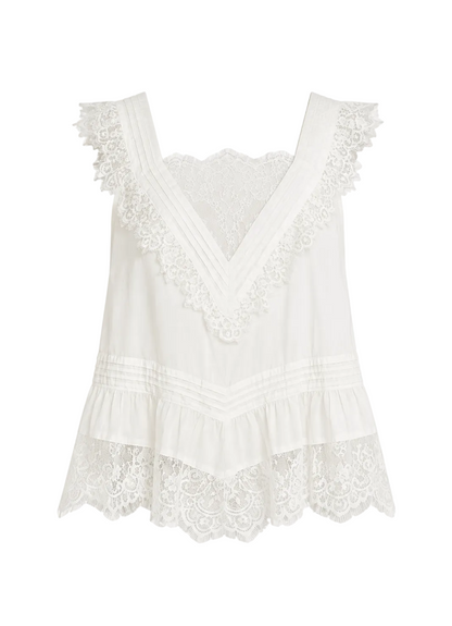 Lace Ruffle V-Neck Top