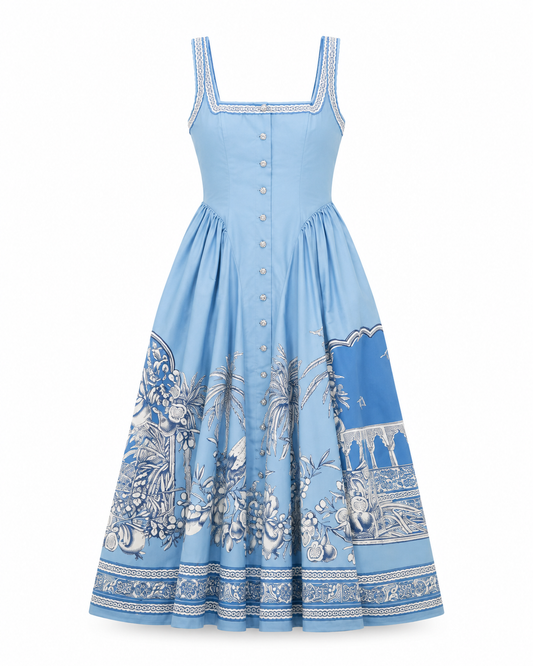 Azure Villa Romance Midi Dress