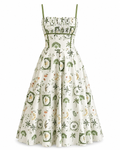 Botanical Smocked Midi Dress