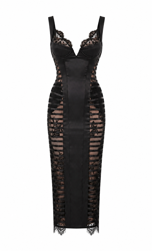 Spaghetti Lace Buckle Maxi Dress