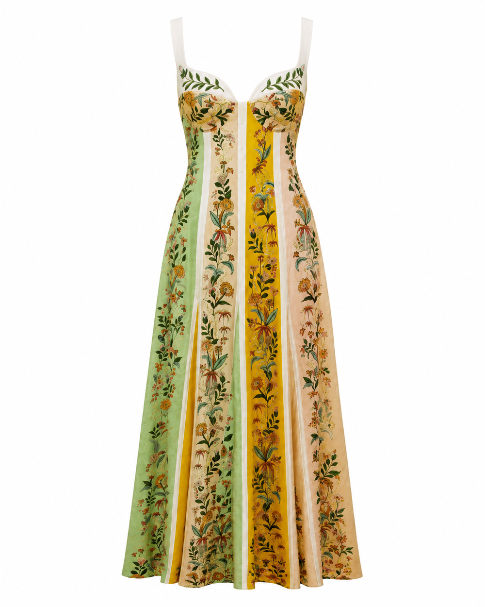 Amelie Floral Stripe Linen Maxi Dress