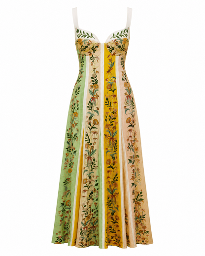 Amelie Floral Stripe Linen Maxi Dress