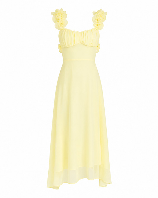 Eloquent Lace-Up Back Maxi Dress Yellow