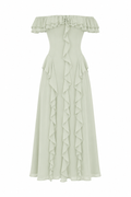 Scarlet Off-Shoulder Ruffle Maxi Dress