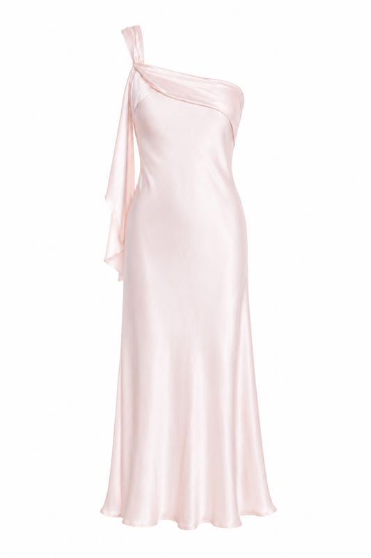 Carmel One-Shoulder Sash Maxi Dress Pink