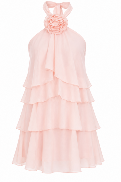 Southern Belles Halterneck Ruffle Mini Dress