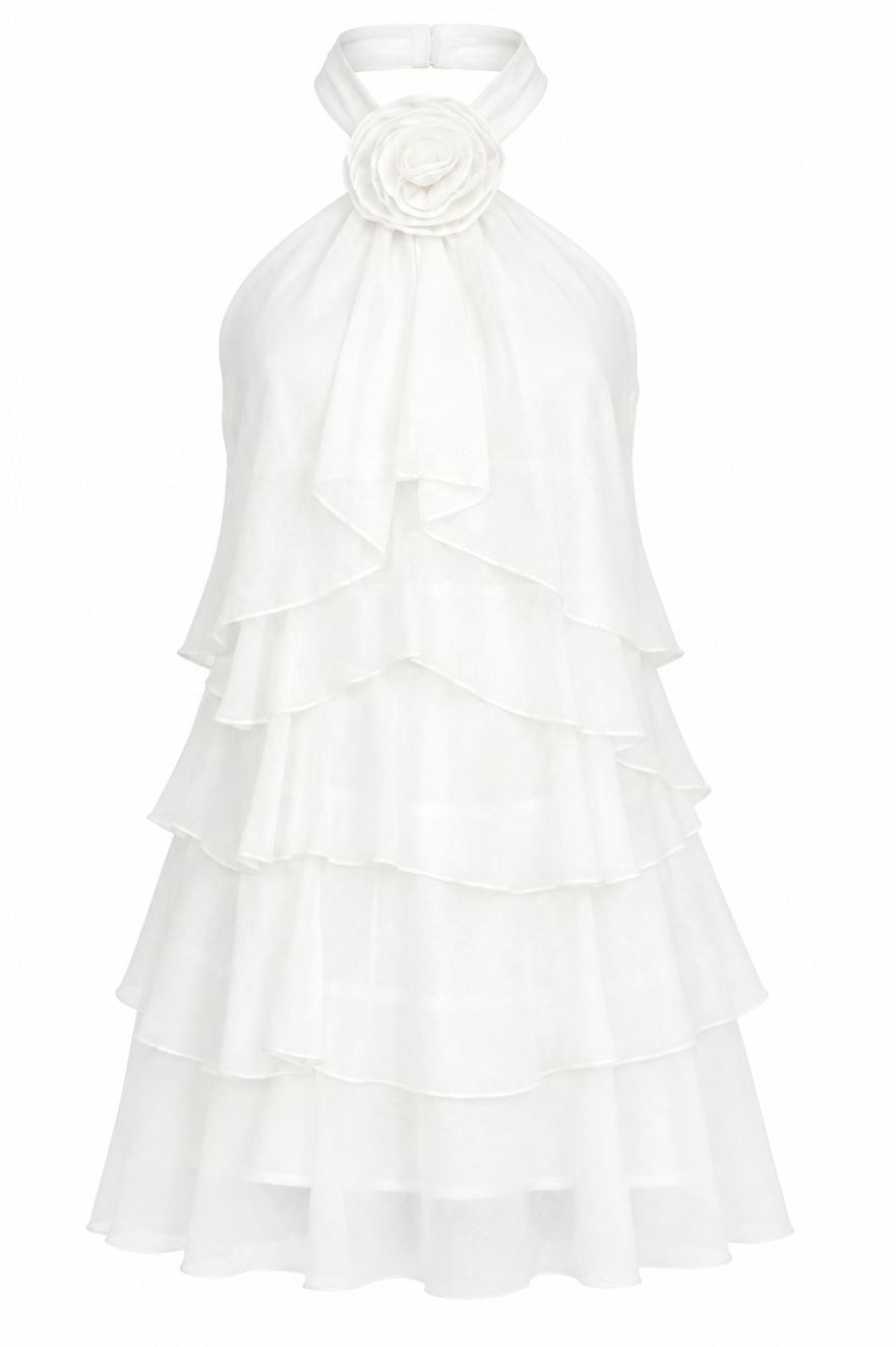 Southern Belles Halterneck Ruffle Mini Dress