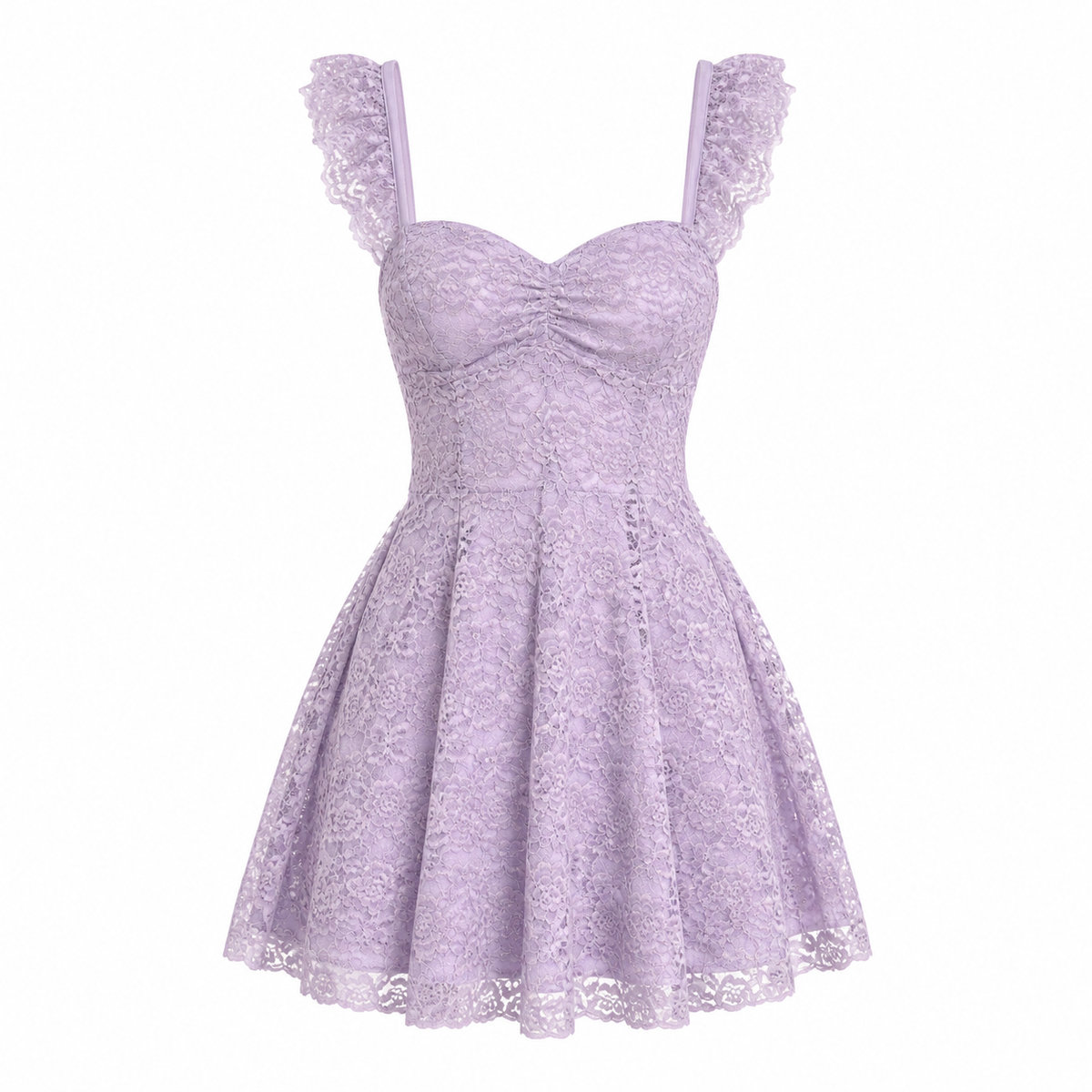 Lace Sequin Fit-and-Flare Mini Dress